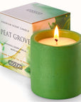 7 oz Non toxic scented candle in green concrete jar - Peat Grove (Patchouli + Vanilla)