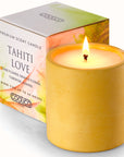 7 oz Non toxic scented candle in yellow concrete jar - Tahiti Love (Tiare Flower + Tuberose)