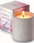 7 oz Non toxic scented candle in grey concrete jar - Purple Zephyr (Forrest berries + Bergamot)