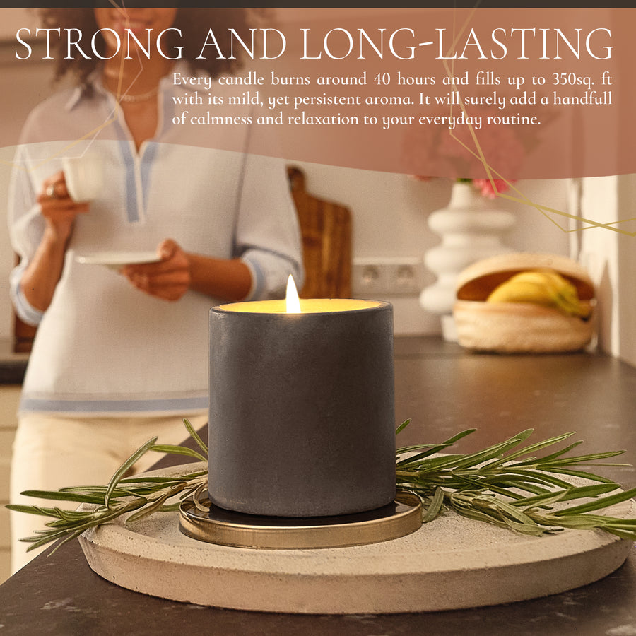 7 oz Non toxic scented candle in graphite concrete jar - Asgard Bridge Creamy Orange + Snowdrop)