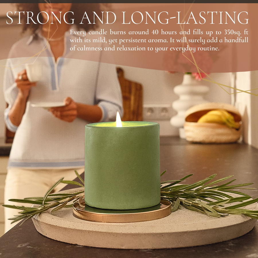 7 oz Non toxic scented candle in green concrete jar - Peat Grove (Patchouli + Vanilla)