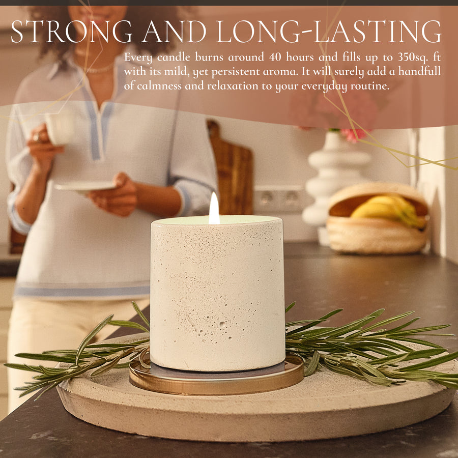 7 oz Non toxic scented candle in white concrete jar - Soho Regency (Grapefruit + Apricot)