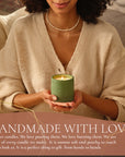 7 oz Non toxic scented candle in green concrete jar - Peat Grove (Patchouli + Vanilla)